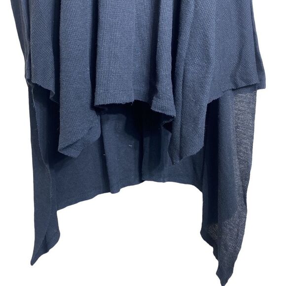 We the free lightweight black tunic style cowl neck waffle weave top assymetric - Picture 5 of 6